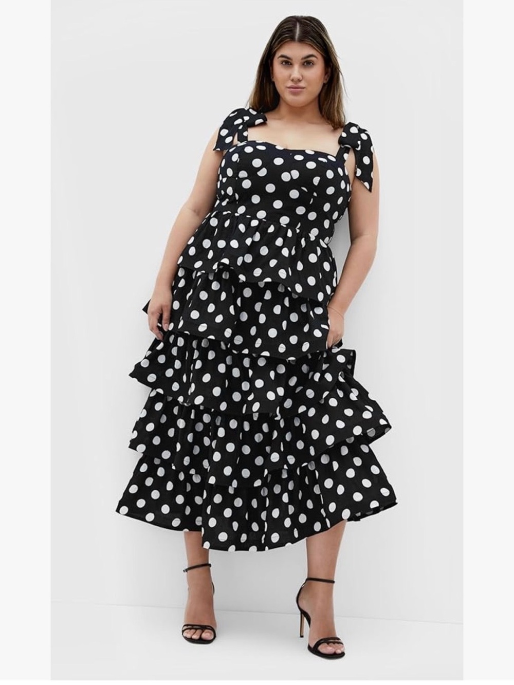 City Chic Polka Dot Tiered Midi Dress Size 20 NEW! - Picture 3 of 5